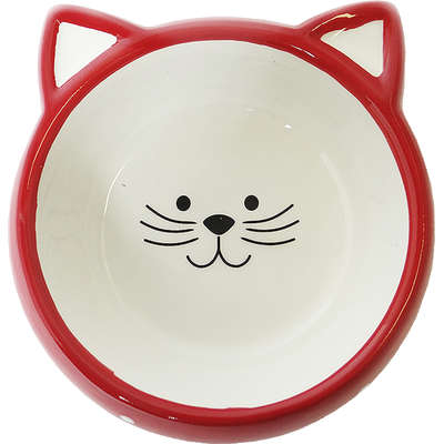 Comedouro Porcelana Power Pets Face Cat Vermelho A022r