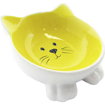 Comedouro Porcelana Power Pets Gato Amarelo Hdp27