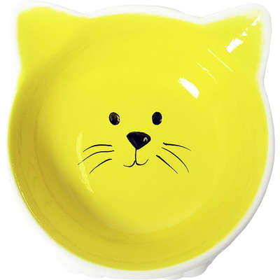 Comedouro Porcelana Power Pets Gato Amarelo Hdp27
