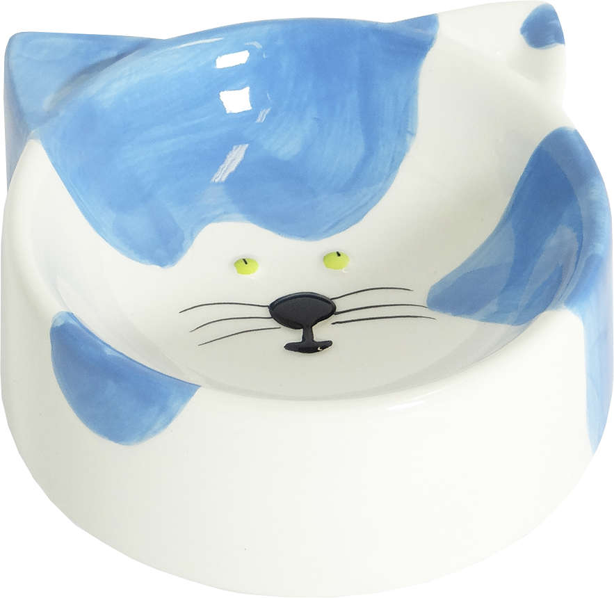 Comedouro Porcelana The Pets Cara de Gato Azul - 180 mL