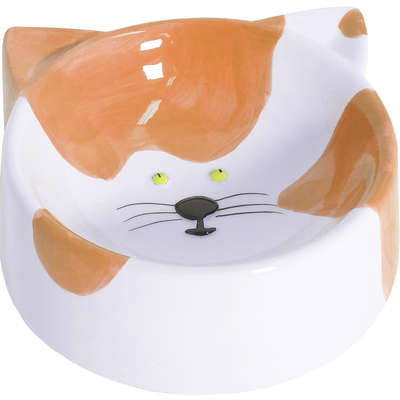 Comedouro Porcelana Power Pets Cara de Gato Laranja A023o