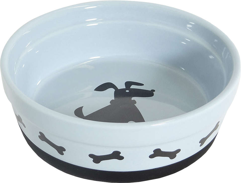 Comedouro Porcelana The Pets Cão Azul/Preto - 440 mL