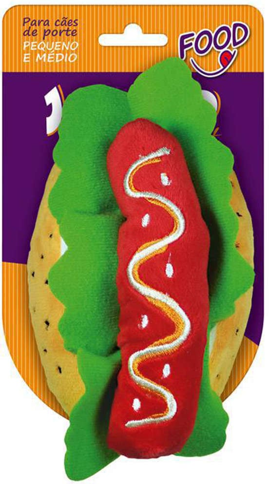 Brinquedo Jambo Mordedor Pelúcia Food Hotdog - Tam. Único