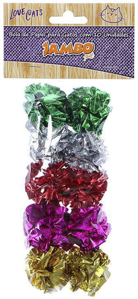Brinquedo Jambo Bola de Papel para Gatos - 10 Unidades
