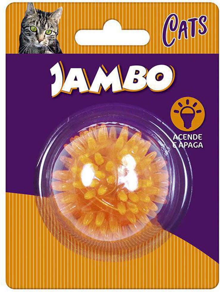 Brinquedo Jambo Bola Espinho Acende e Apaga Laranja para Gatos - Laranja