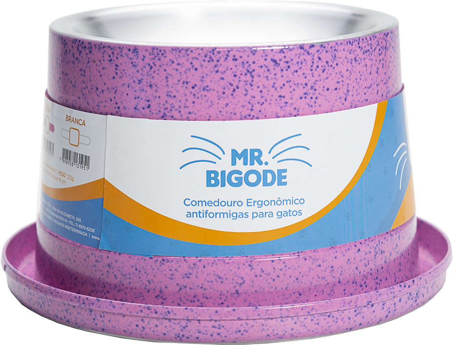 Comedouro Ergonômico NF Pet Mr. Bigode Júnior Antiformigas Rosa para Gatos - 140 mL