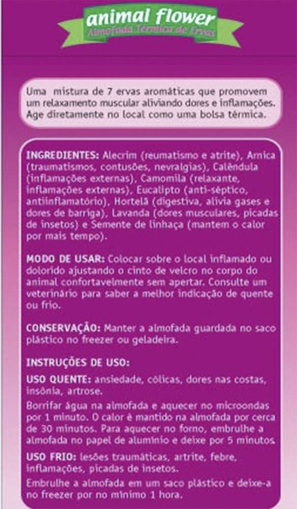 Cinta Terapêutica Animal Flower Térmica com Ervas - Tam. P