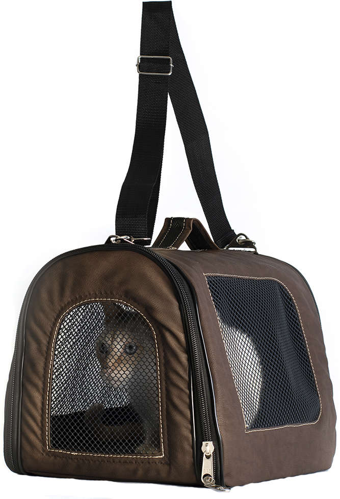Bolsa de Transporte Baw & Miaw Dobrável Marrom - Tam. G