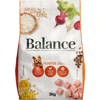 Ração Balance Premium para Filhotes de Raças Pequenas Sabor Frango com Arroz - 3 Kg