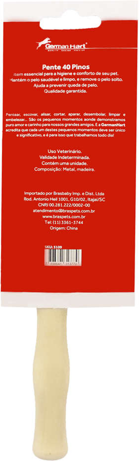 Pente Fino GermanHart Beauty Essentials 40 Dentes - Tam. Único
