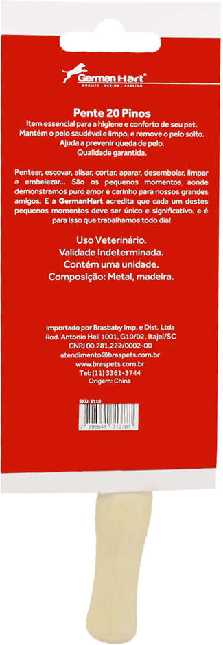 Pente GermanHart Beauty Essentials 20 Dentes - Tam. Único