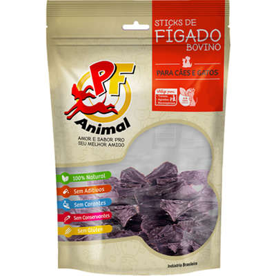 Petisco PFAnimal Sticks de Figado Bovino Desidratado para Cães e Gatos - 30 g
