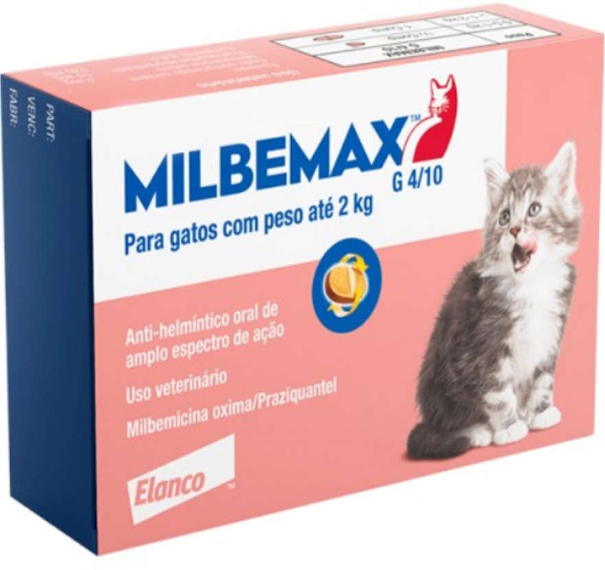 Vermifugo Elanco Milbemax FC para Gatos até 2Kg - 2 Comprimidos