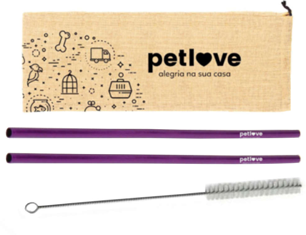 Kit Petlove Canudo Ecológico Escova Ecobag - Kit