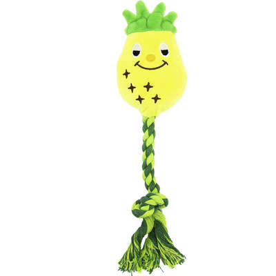 Brinquedo Petwi Abacaxi com Corda de Pelúcia - Amarelo e Verde