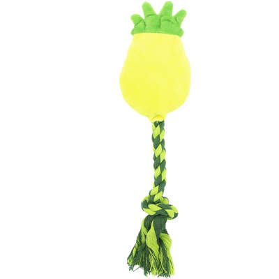 Brinquedo Petwi Abacaxi com Corda de Pelúcia - Amarelo e Verde