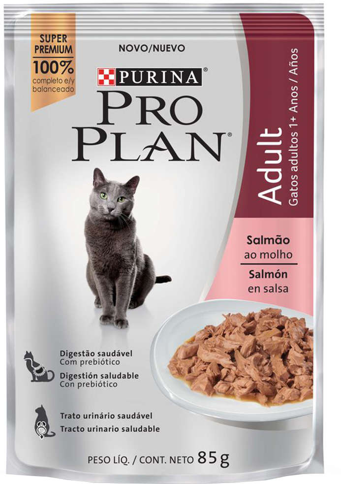 Ração Úmida Nestlé Purina Pro Plan Salmão ao Molho para Gatos Adultos - 85 g