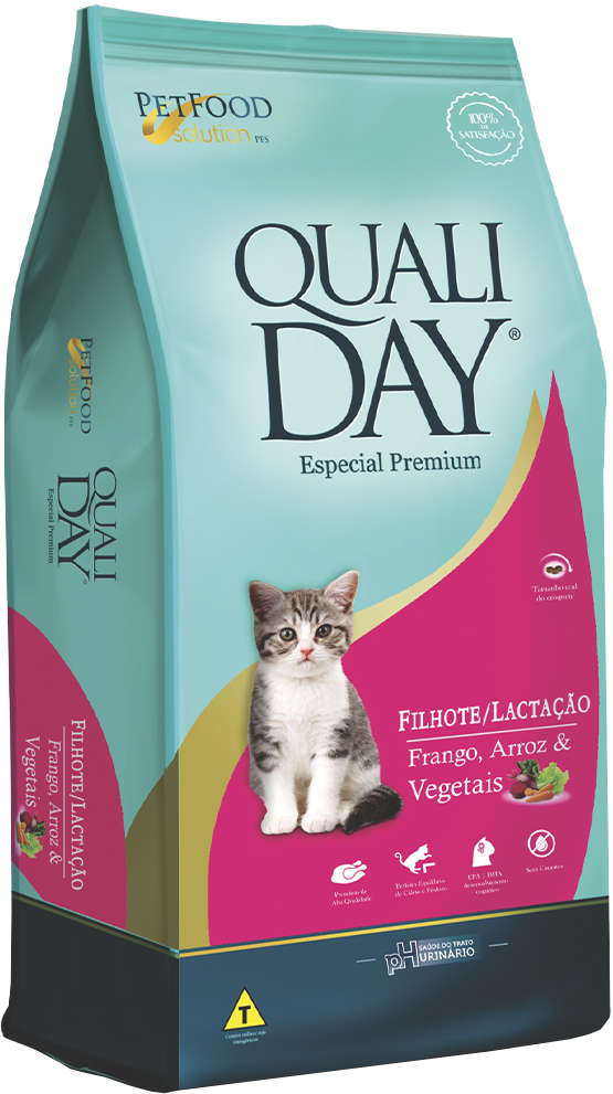 Ração Qualiday Especial Premium Cat Filhote Lactação Frango, Arroz e Vegetais - 10,1Kg