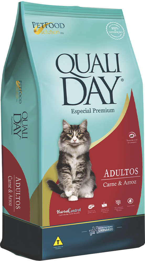 Ração Qualiday Especial Premium Cat Adulto Carne e Arroz - 10,1Kg