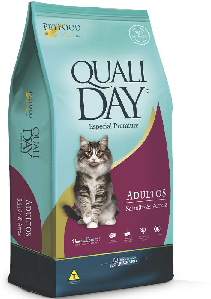 Ração Qualiday Especial Premium Cat Adulto Salmão e Arroz - 10,1Kg