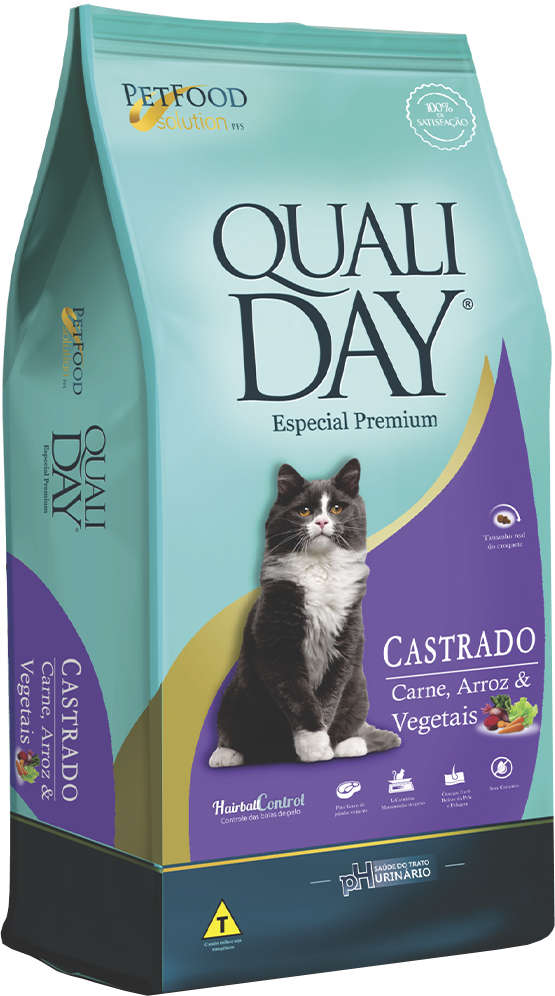 Ração Qualiday Especial Premium Cat Castrado Adulto Carne, Arroz e Vegetais - 10,1Kg