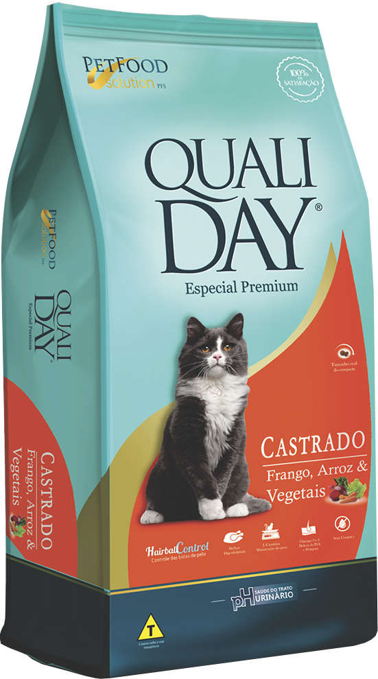 Ração Qualiday Especial Premium Cat Castrado Adulto Frango, Arroz e Vegetais - 10,1Kg