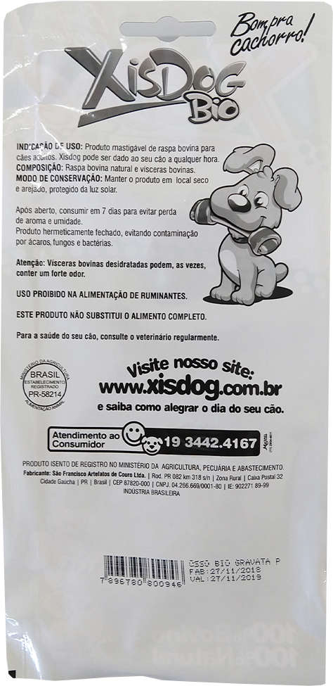 Osso XisDog Bio para Cães Adultos Bio Gravata Pequeno - 3 Unidades