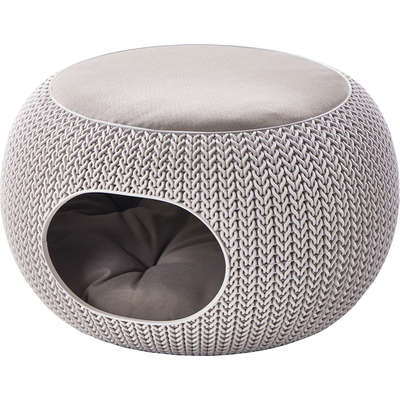 Cama Curver Puff Cozy Pet com Almofada Knit Curver Sandy - Areia
