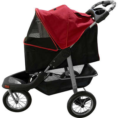 Carrinho Pet&Go para Cães e Gatos Preto e Vermelho - Tam. Único