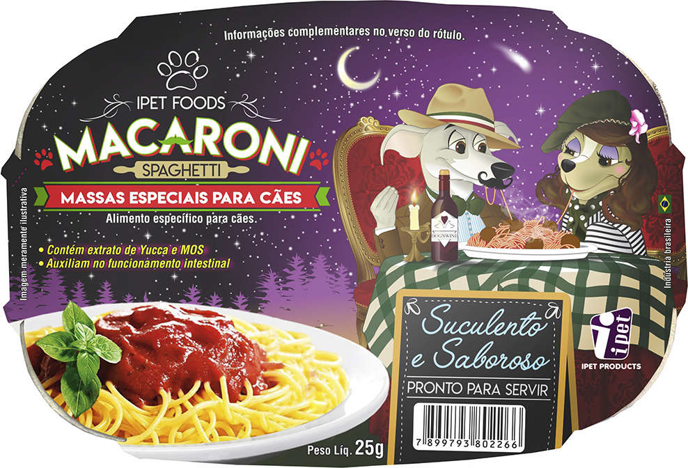 Massas Ipet para Cães Adultos Sabor Carne Macaroni Spaghetti - 25g