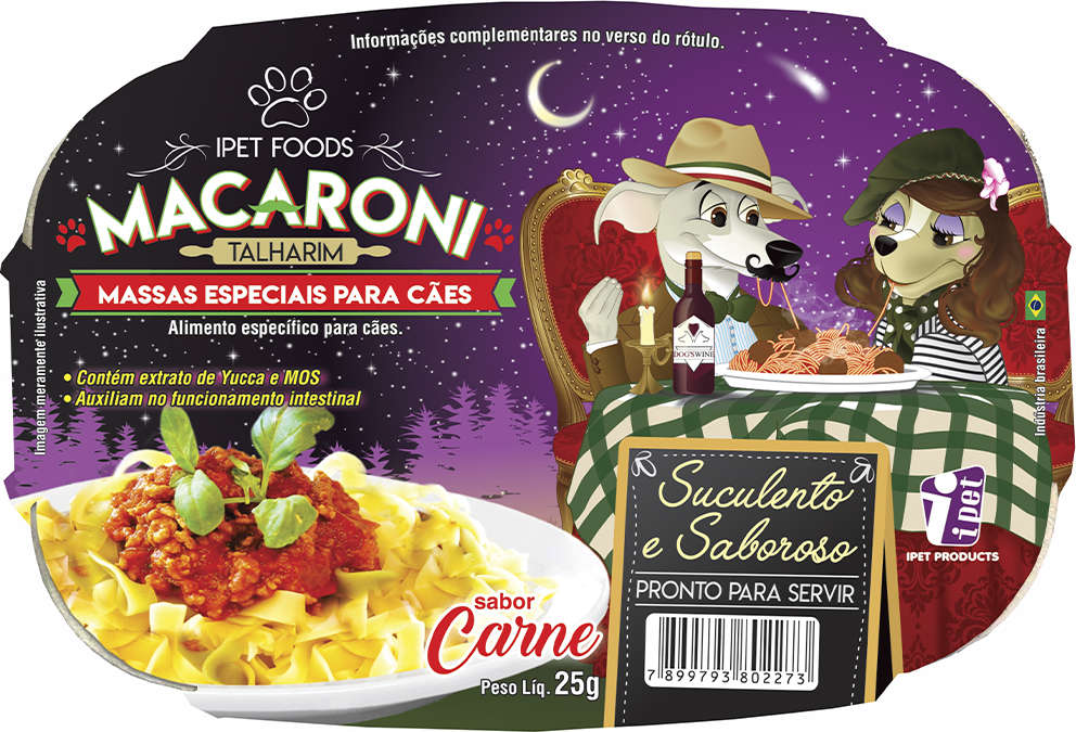 Massas Ipet para Cães Adultos Sabor Carne Macaroni Talharim - 25g