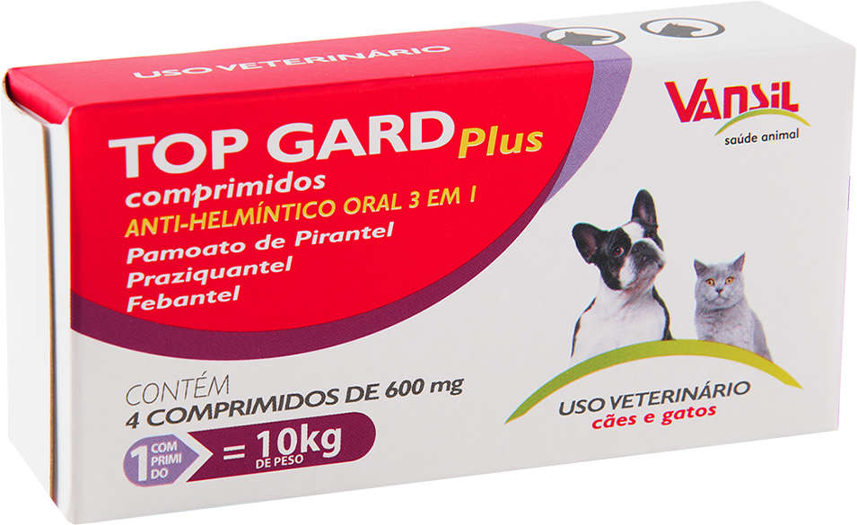 Anti-Helmíntico Vansil Top Gard Plus 600 mg - 4 Comprimidos