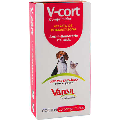 Anti-inflamatório Vansil V-cort Comprimidos para Cães e Gatos -20 Comprimidos