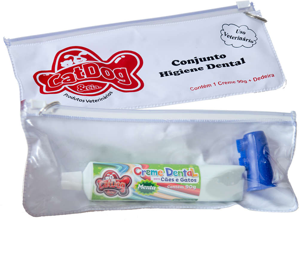 Conjunto Higiene Dental CatDog & Cia Menta para Cães e Gatos - 90 g