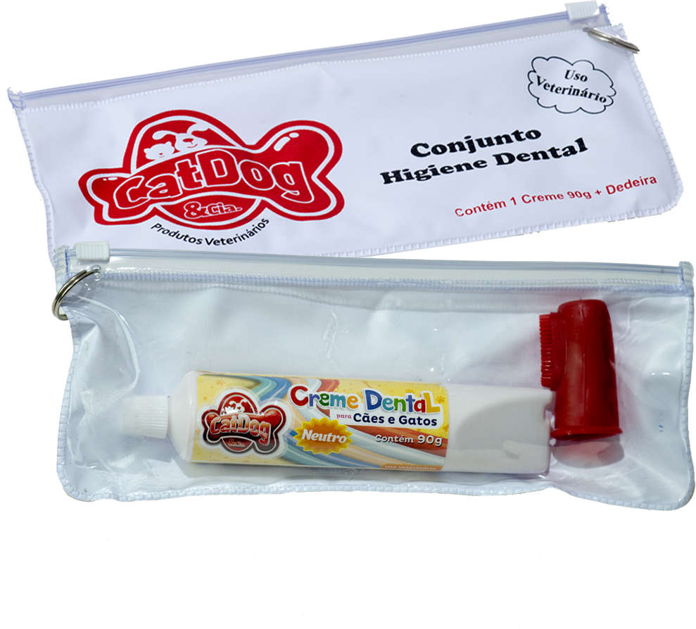Conjunto Higiene Dental CatDog & Cia Neutro para Cães e Gatos - 90 g
