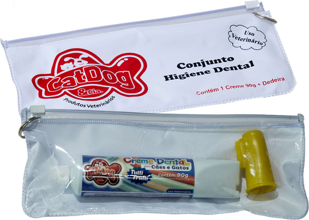 Conjunto Higiene Dental CatDog & Cia Tutti-Frutti para Cães e Gatos - 90 g