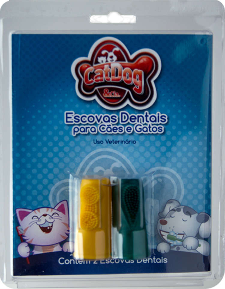 Escovas Dentais Dedeira CatDog & Cia para Cães e Gatos - 2 Unidades