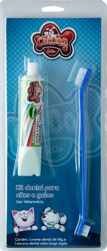 Kit Dental CatDog & Cia Escova e Creme Dental Menta para Cães e Gatos - Menta