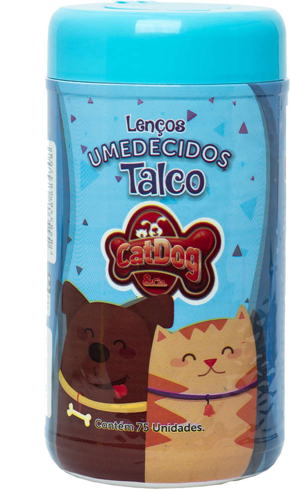 Lenços Umedecidos CatDog & Cia Talco para Cães e Gatos - 75 Unidades
