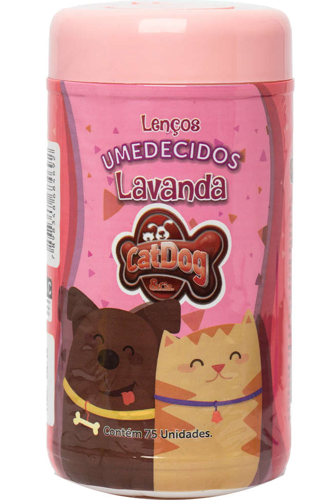 Lenços Umedecidos CatDog & Cia Lavanda para Cães e Gatos - 75 Unidades