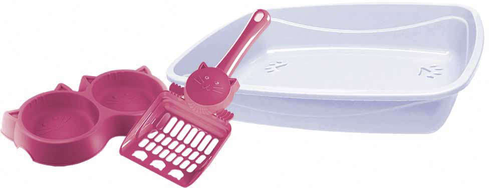 Kit Gato Luxo 3X1 Pet Injet Branco e Rosa - Tam. Único