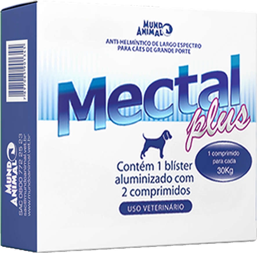 Anti-Helmíntico Mundo Animal Mectal Plus para Cães de Grande Porte - 2 Unidades