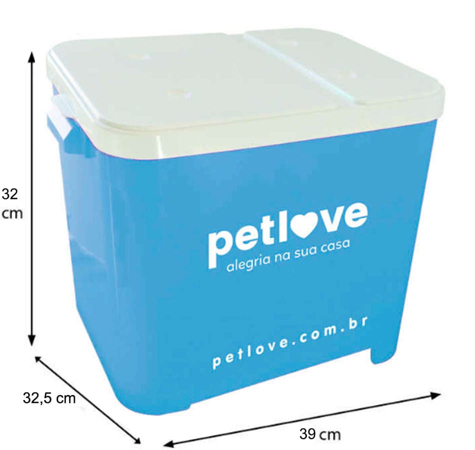 Porta-Ração Petlove para Armazenar até 15Kg - Azul Claro