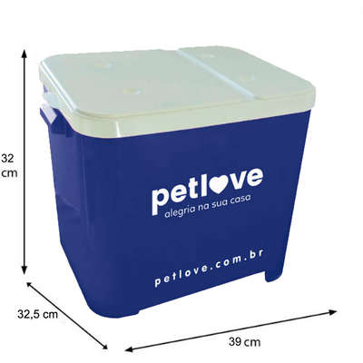 Porta-Ração Petlove para Armazenar até 15 Kg - Azul Escuro