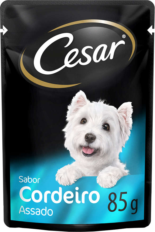 Ração Úmida Cesar Sachê Cortes Selecionados Sabor Cordeiro Assado ao Molho para Cães Adultos - 85 g
