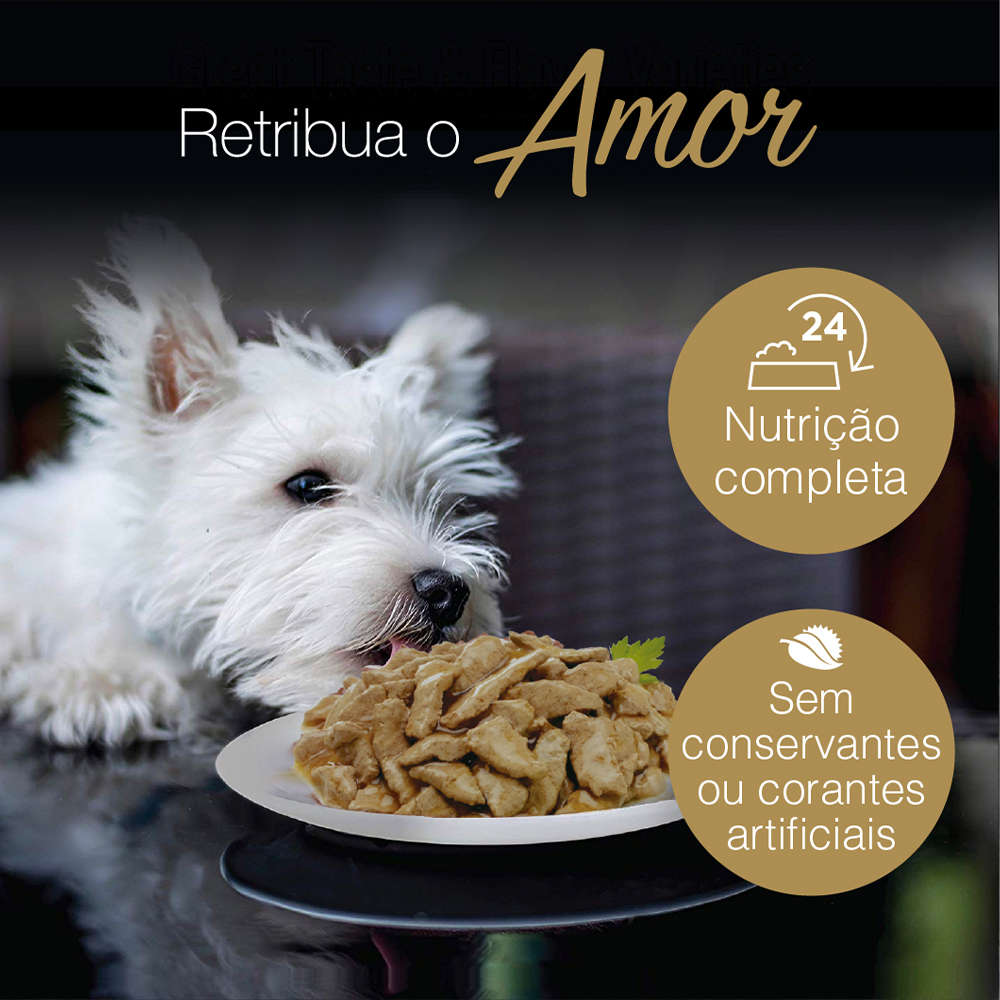 Ração Úmida Cesar Sachê Cortes Selecionados Sabor Frango Marinado ao Molho para Cães Adultos - 85 g