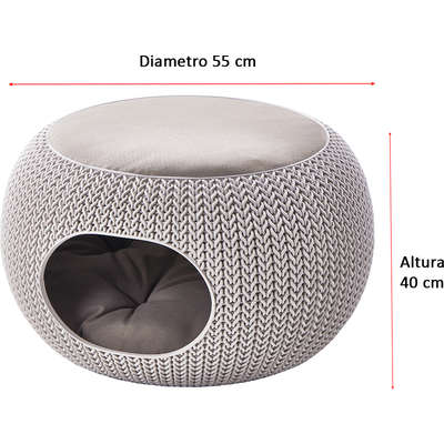 Cama Curver Puff Cozy Pet com Almofada Knit Curver Sandy