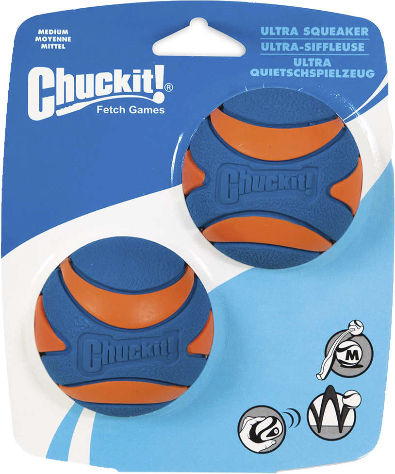 Brinquedo Chuckit Bola Ultra Squeaker Apito 2 Unidades - Tam. M