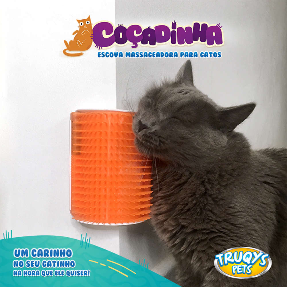 Escova Massageadora Truqys Pet Coçadinha - Laranja