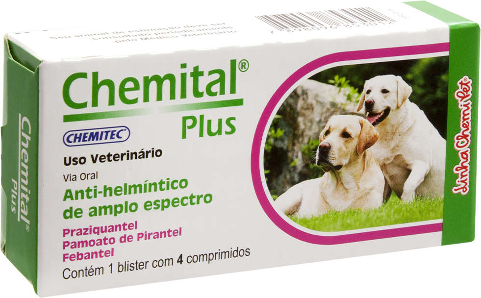 Vermífugo Chemitec Chemital Plus para Cães - 4 Comprimidos
